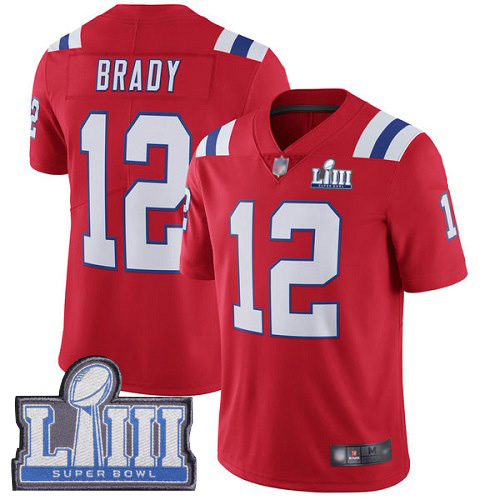 New England Patriots Football #12 Super Bowl LIII Bound Limited Red Men Tom Brady Alternate NFL Jersey